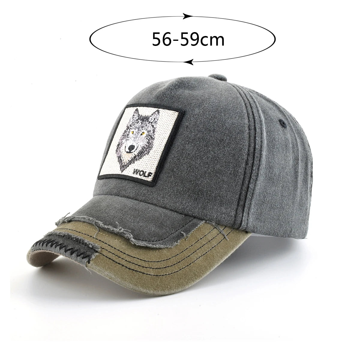 Boné Vintage Wolf Unissex – Algodão Lavado, Bordado Premium e Ajustável