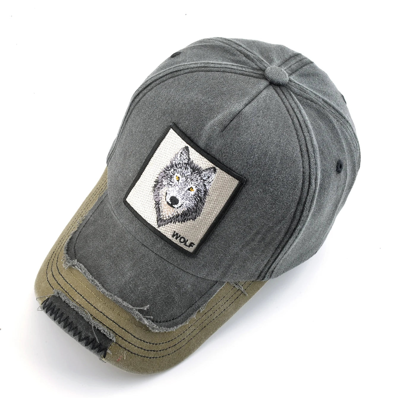 Boné Vintage Wolf Unissex – Algodão Lavado, Bordado Premium e Ajustável
