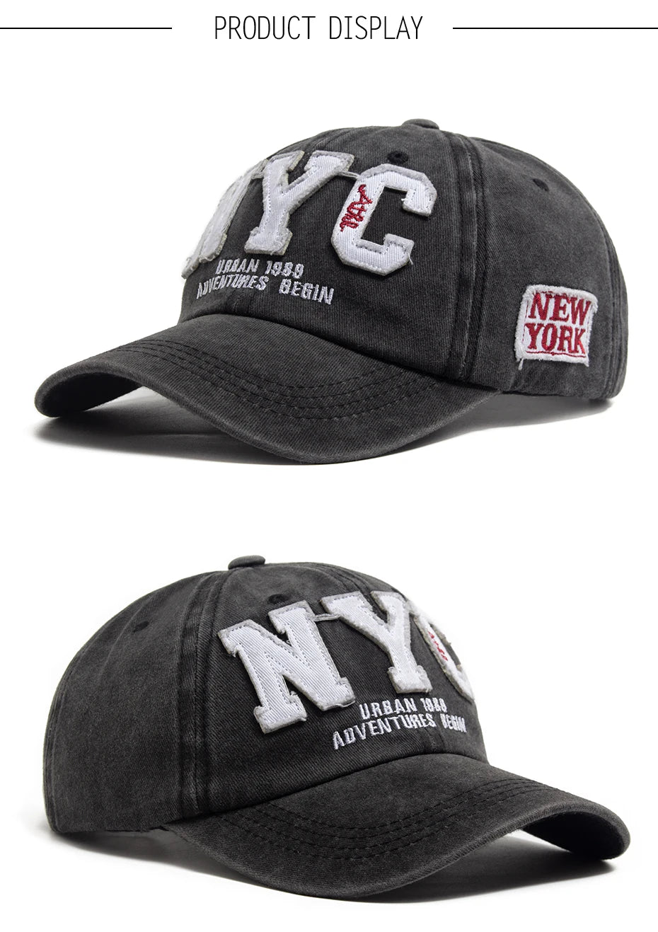 Boné Vintage NYC Unissex – Algodão Lavado, Ajustável e Estilo Casual