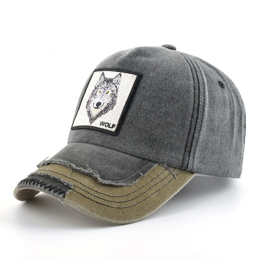 Boné Vintage Wolf Unissex – Algodão Lavado, Bordado Premium e Ajustável