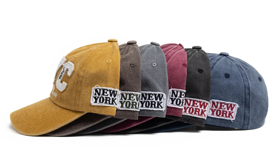 Boné Vintage NYC Unissex – Algodão Lavado, Ajustável e Estilo Casual