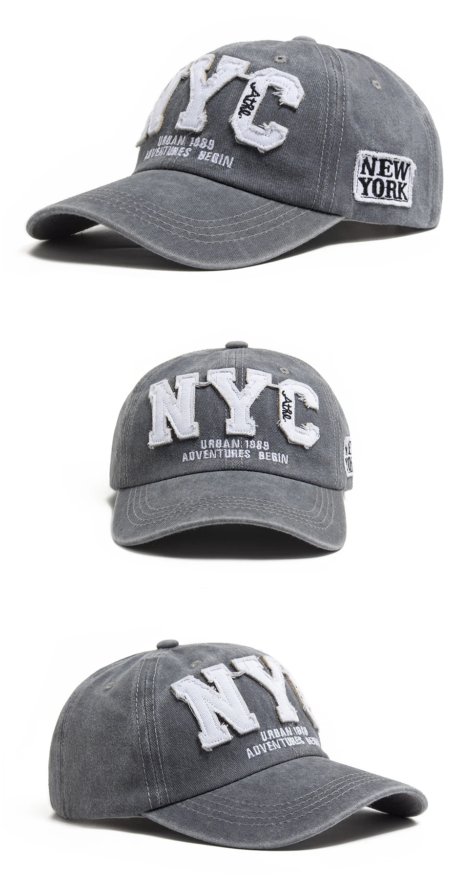 Boné Vintage NYC Unissex – Algodão Lavado, Ajustável e Estilo Casual