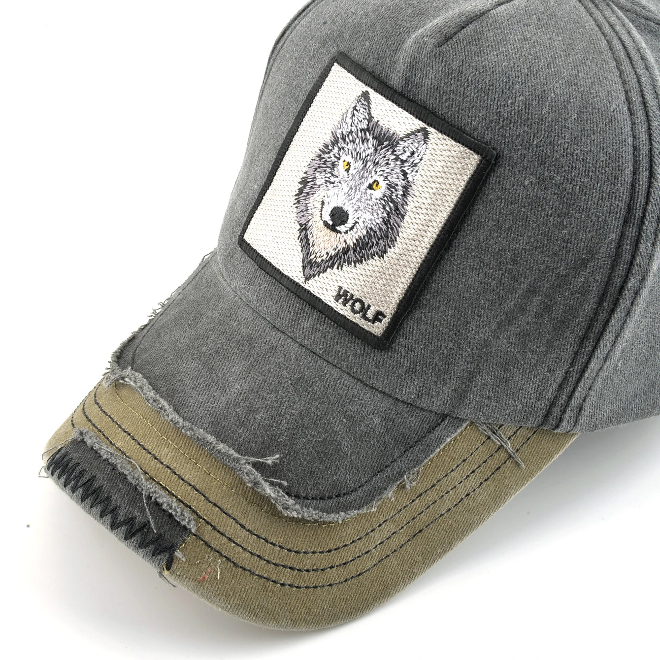 Boné Vintage Wolf Unissex – Algodão Lavado, Bordado Premium e Ajustável