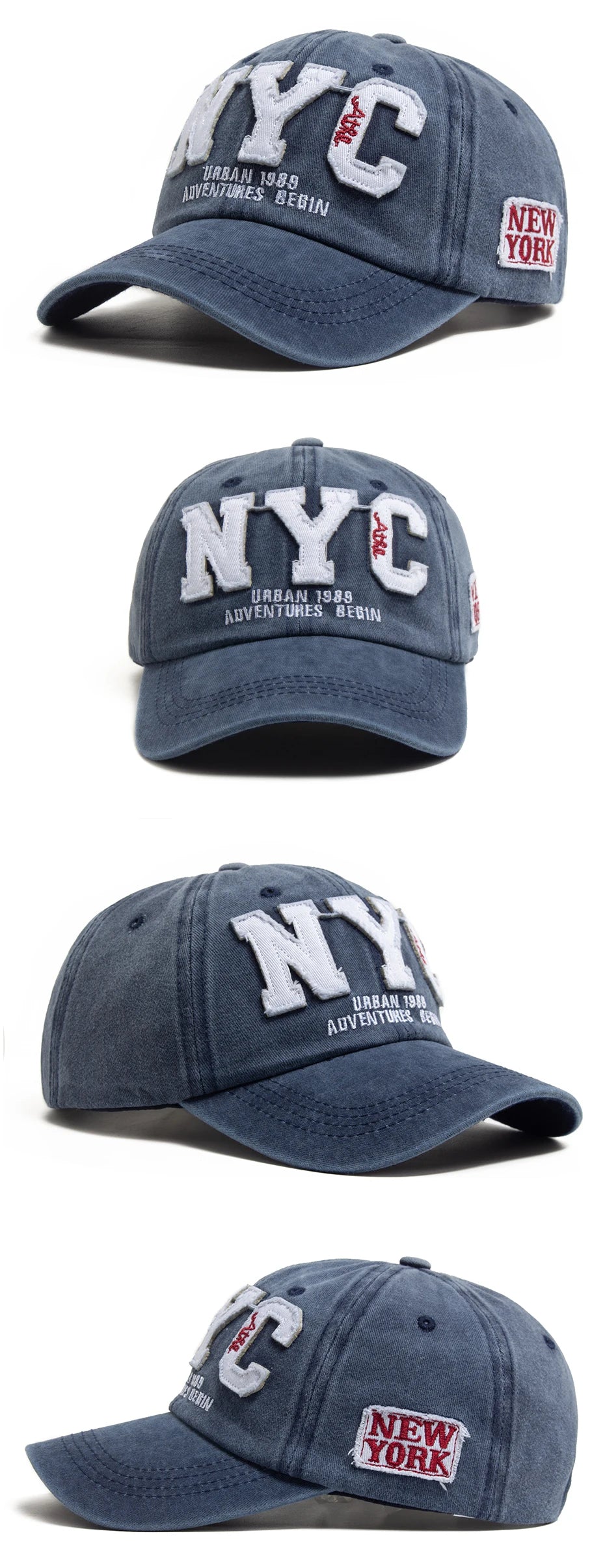 Boné Vintage NYC Unissex – Algodão Lavado, Ajustável e Estilo Casual