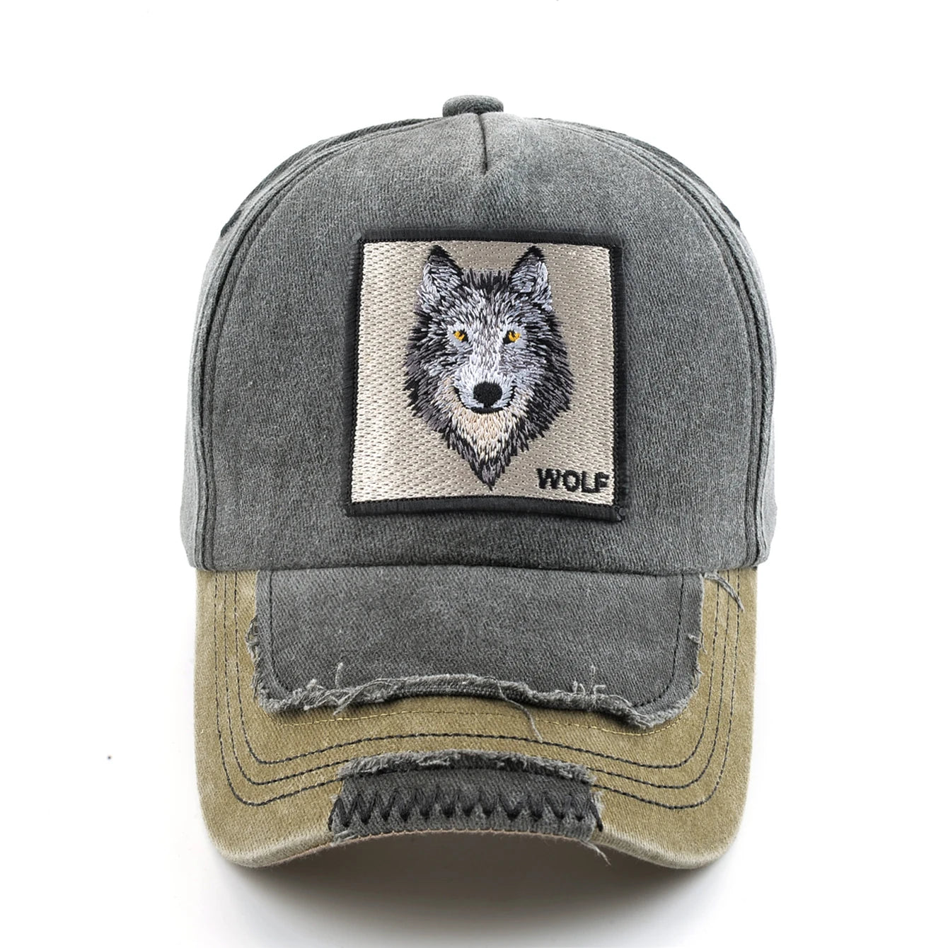 Boné Vintage Wolf Unissex – Algodão Lavado, Bordado Premium e Ajustável