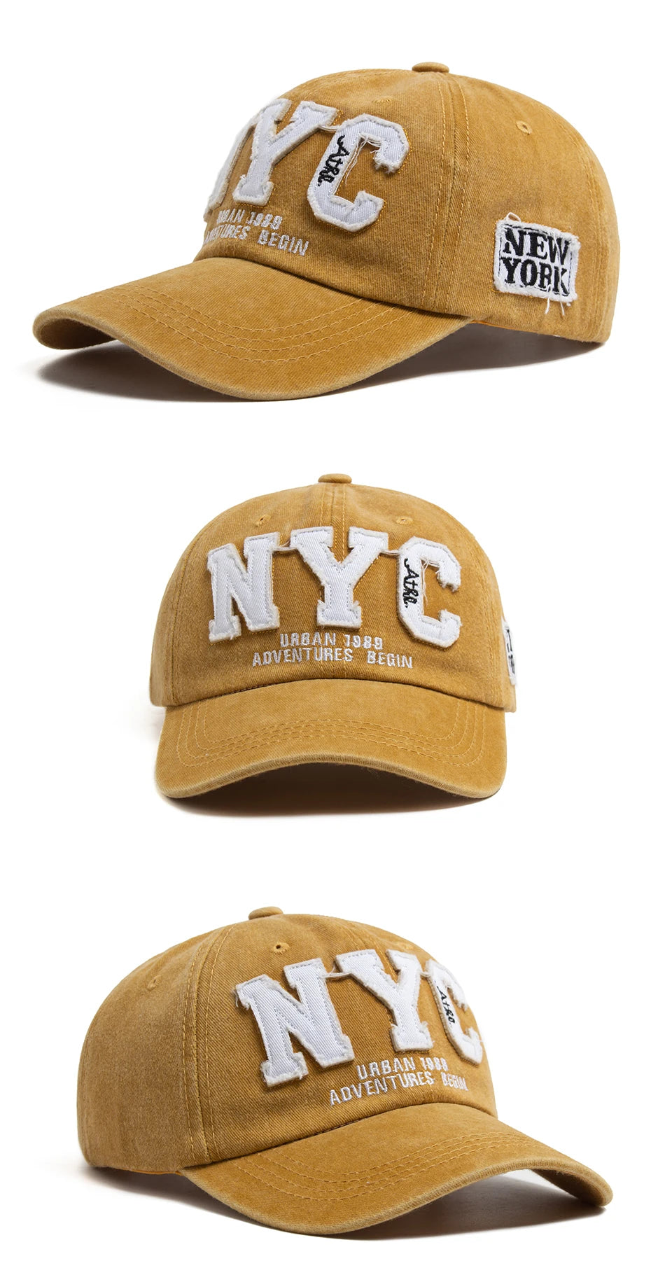 Boné Vintage NYC Unissex – Algodão Lavado, Ajustável e Estilo Casual